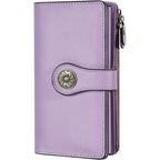 Travelambo Women's Wallet RFID Blocking Trifold Clutch Large Capacity Credit Card Holder Travel Purse