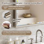 Brushed Nickel Bathroom Mirror, 24X32 Inch Beveled Framed Bathroom Mirror Anti-Rust, Brushed Nickel Metal Frame Bathroom Vanity Mirror For Wall, Vertical/Horizontal Wall-Mounted Mirrors