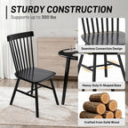 Windsor Dining Chairs, Farmhouse Wooden Dining Room Chairs, Solid Wood Kitchen Chairs With Spindle Back Set Of 4, Black