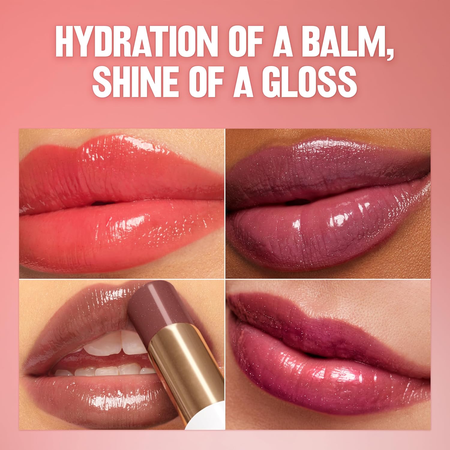 Revlon Super Lustrous Glass Shine Balm, Sheer Glossy Tinted Lip Balm, Hydrating Formula With Hyaluronic Acid, Aloe & Rose Quartz, 004 Nude Illuminator, 0.11 Oz
