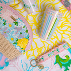 Lilly Pulitzer Cotton Strap Key Chain with Ruffle Edge, Cute Wristlet Keychain Accessory with Metal Ring and Logo Charm (Lilly Garden Home)
