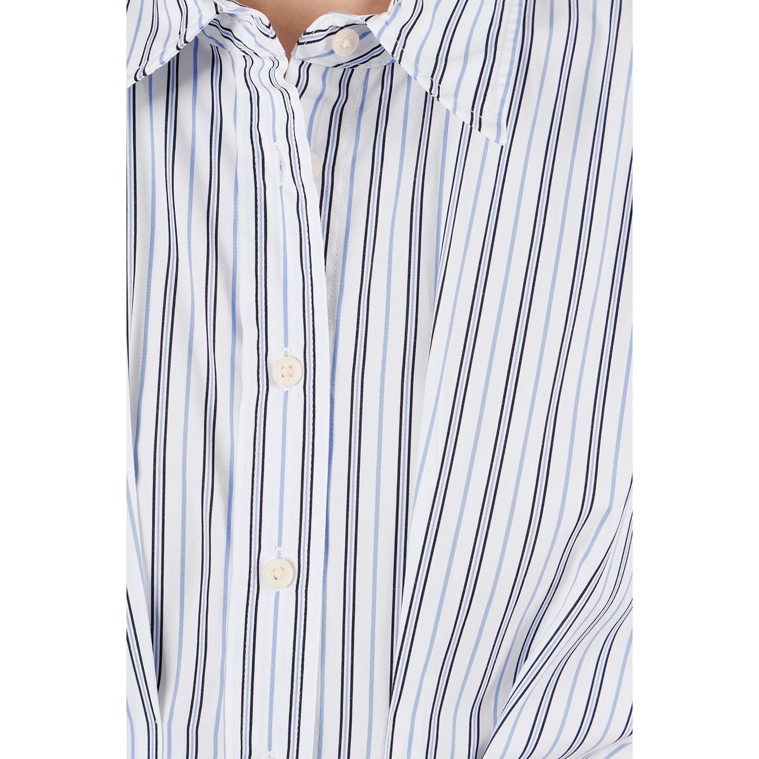Lauren Ralph Lauren Women'S Petite Striped Pleated Broadcloth Shirtdress