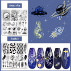 Biutee Nail Stamping Plates Set 15PCS Nail Stamping Kit with Nail Art Stamper & Scraper Nail Stamp Template Kit Lace Flower Butterfly Animal Pattern Nail Art Stencils for Manicure Salon Home DIY