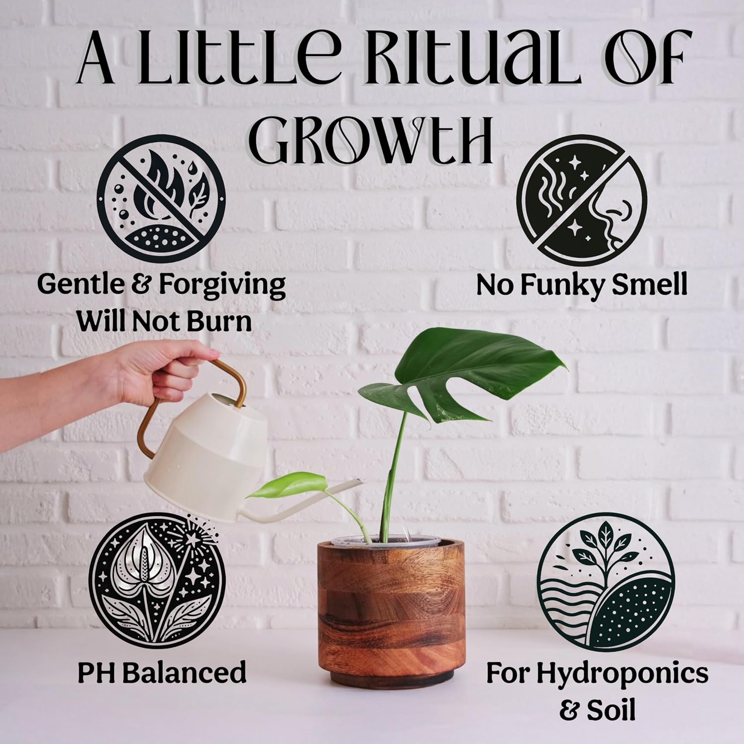 Organic Liquid Indoor Plant Food, Houseplant, Tropical & All-Purpose Indoor Plant Fertilizer, Organic Liquid Fertilizer 5-5-5 With Sea Kelp, 8Oz Treats 50 Gallons