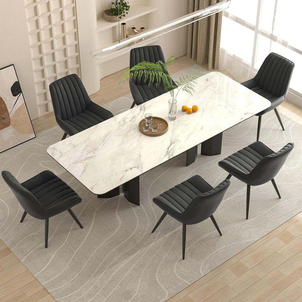 Nalupatio Modern Dining Chairs Set Of 4, Comfy Dining Room Chairs With Thick Cushions, Upholstered Fabric Kitchen Side Chairs With Metal Legs, Black