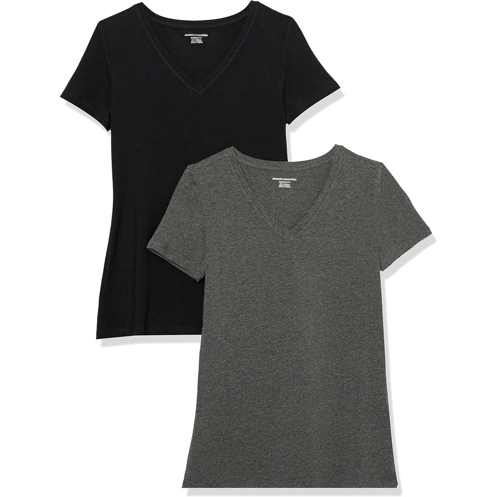 Amazon Essentials Women'S Regular-Fit Short-Sleeve V-Neck T-Shirt, Multipacks