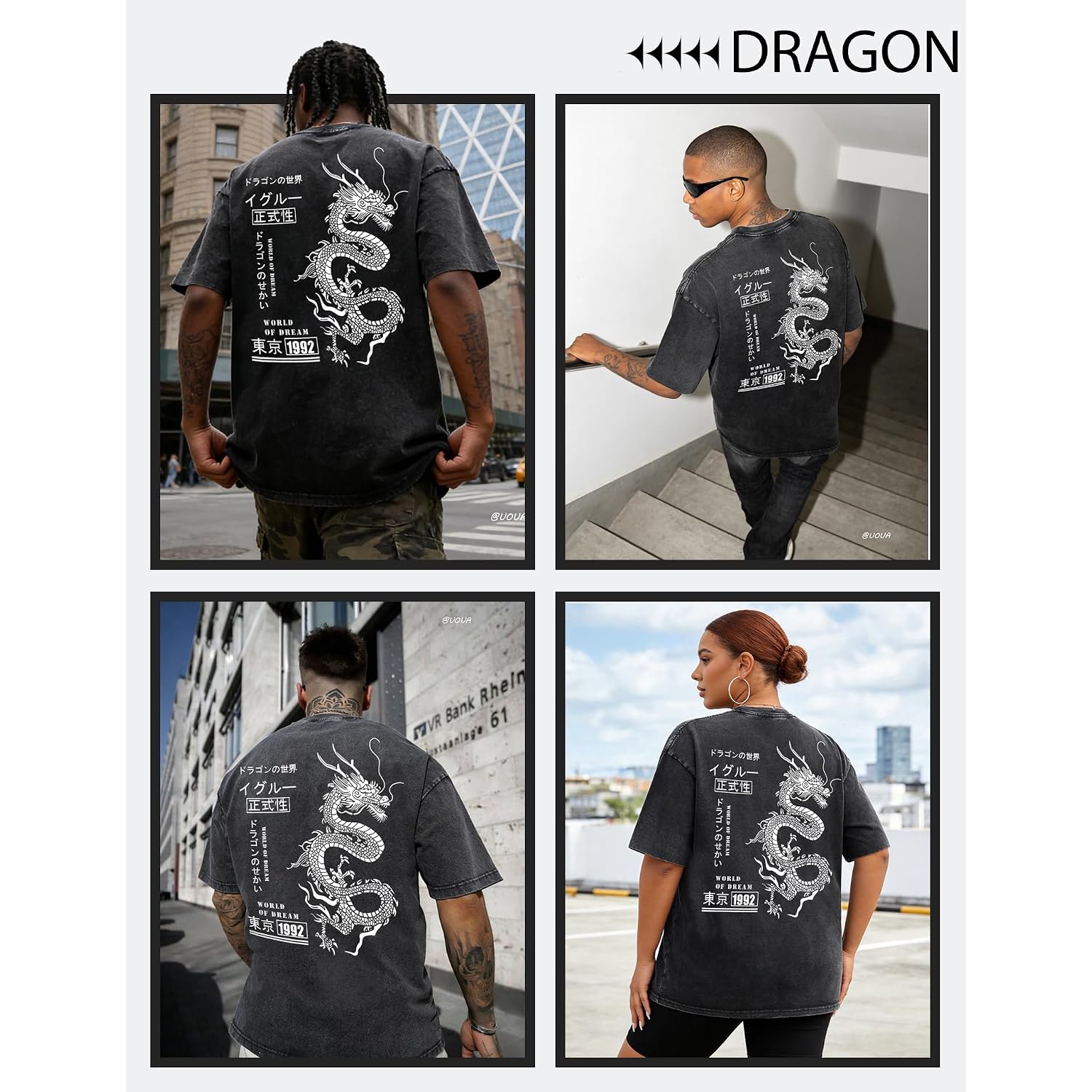 Uoua Mens Graphic Tees Vintage Oversized T-Shirts Casual Acid Wash Cotton Streetwear (S-2Xl)