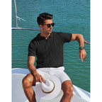 Coofandy Mens Polo Shirts Short Sleeve V Neck Knit Shirts For Men Casual Old Money Clothes Mens Golf Shirt