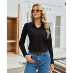 Siliteelon Button Down Shirts For Women Stretch Long Sleeve Wrinkle Free Collared Fitted Business Casual Tops Work Blouse