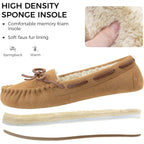 Vonair Women's Moccasin Slippers Micro Suede Warm Faux Fur Pile Lined Lace-Up Cozy Bow Indoor & Outdoor Moccasins Slip On Loafers Shoes for Women