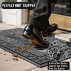 Yimobra Welcome Mat, Heavy Duty Sturdy Door Mats For Home Entrance Outdoor Indoor, Front Doormat For Outside Patio Floor Entry Porch Garage Office, Waterproof, Low Profile, 29.5X17, Black Grey