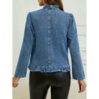 Women'S Ruffled Denim Jackets Long Sleeve Open Front Jean Cropped Top Coat 2026 Trendy Jean Jackets