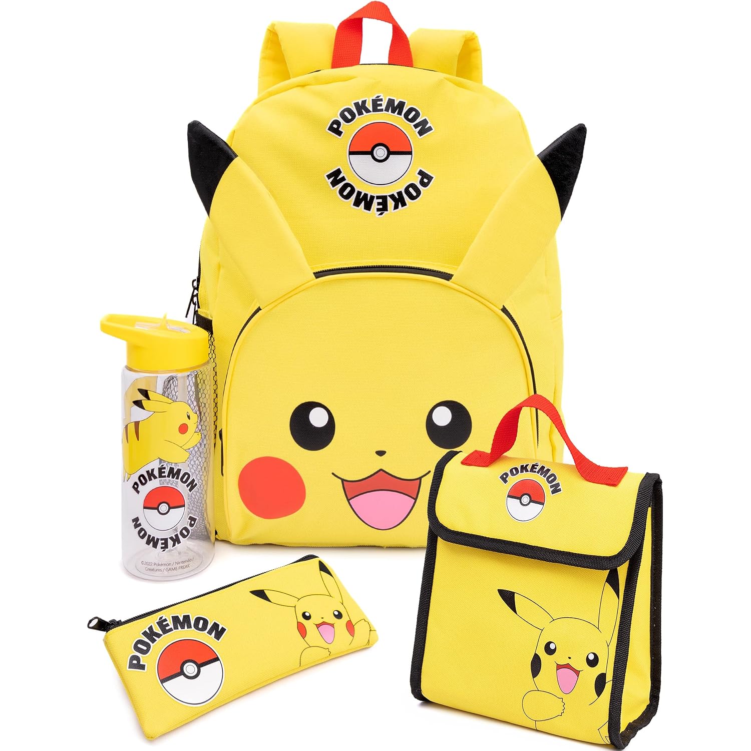 Pokémon Pikachu Kids Backpack Set | 4-Piece School Bag With Lunch Bag, Pencil Case & Water Bottle
