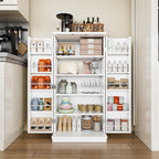 Shintenchi Kitchen Pantry Cabinet,5 - Layer Storage Cupboard With Adjustable Shelves For Organizing And Storing Food Items,47'' Versatile Buffet Sideboard For Kitchen, Bathroom And Laundry,White