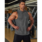 Coofandy Men'S 2 Pack Workout Hooded Tank Tops Bodybuilding Muscle Cut Off T Shirt Sleeveless Gym Hoodies