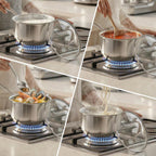 Tri-Ply Stainless Steel Pot - 1.5 Qt & 2.5 Qt Heavy Duty Sauce Pan With Lid, Nonstick Stainless Steel Cookware Set Cooking Pot, Multipurpose Saucepan With Stay Cool Handle