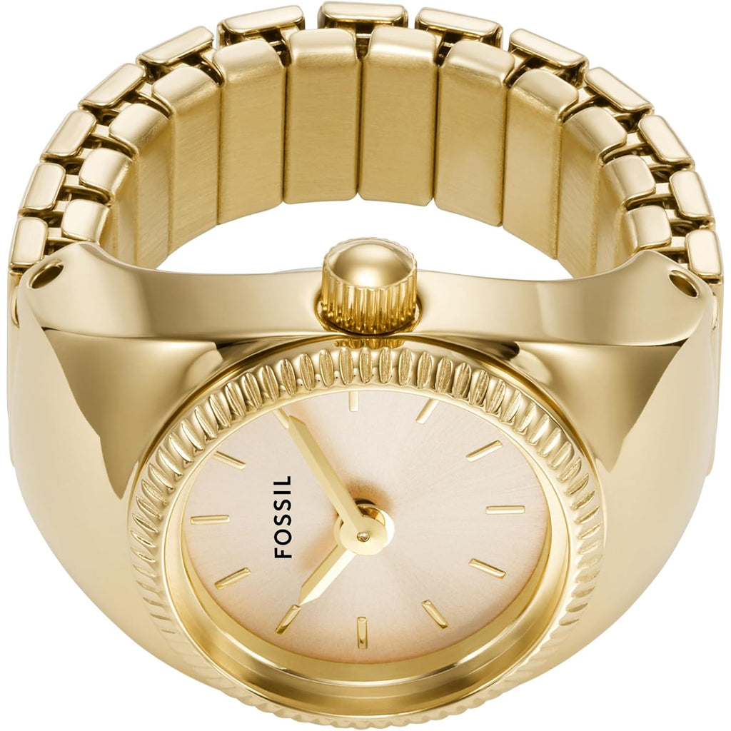 Fossil Women'S Watch Ring, Quartz Stainless Steel Two-Hand Ring Watch For Women