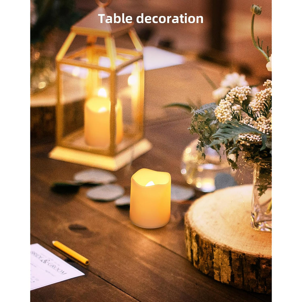 Shymery Flameless Votive Candles,Flameless Flickering Electric Fake Candle,24 Pack 200+Hour Battery Operated Led Tea Lights In Warm White For Wedding, Table, Halloween,Christmas Decorations 1.5"X1.7"