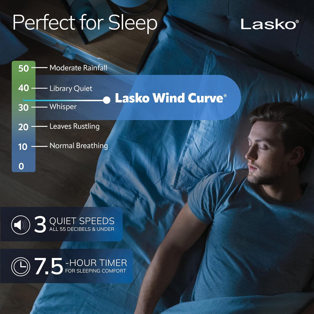 Lasko Oscillating Tower Fan With Remote - Quiet Standing Fan For Bedroom, Office, And Home - 3 Speeds - Powerful Cooling Air - T42951 - 42" Tall - Silver
