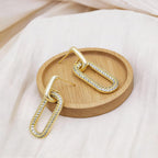 Gold Earrings for Women Trendy, Simple Dainty 14K Gold Plated Paperclip Square Chain Link Dangle Hoops Earrings Pin Stud Huggie Earrings Lightweight Hypoallergenic Minimalist Aesthetic Gold Jewelry for Christmas Gifts