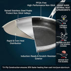 8 Inch Tri-Ply Stainless Steel Hybrid Frying Pan, Ceramic Nonstick Skillet, Induction & Oven Safe 600°F, PFAS/PFOA Free Professional Clad Cookware