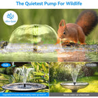 6.5W Solar Fountain Pump For Bird Bath Built-In 3000Mah Battery Backup, Diy Solar Water Fountain With Double-Layer Nozzles & Dry-Run Protection 5Ft Tubing For Ponds, Bird Bath, Water Features