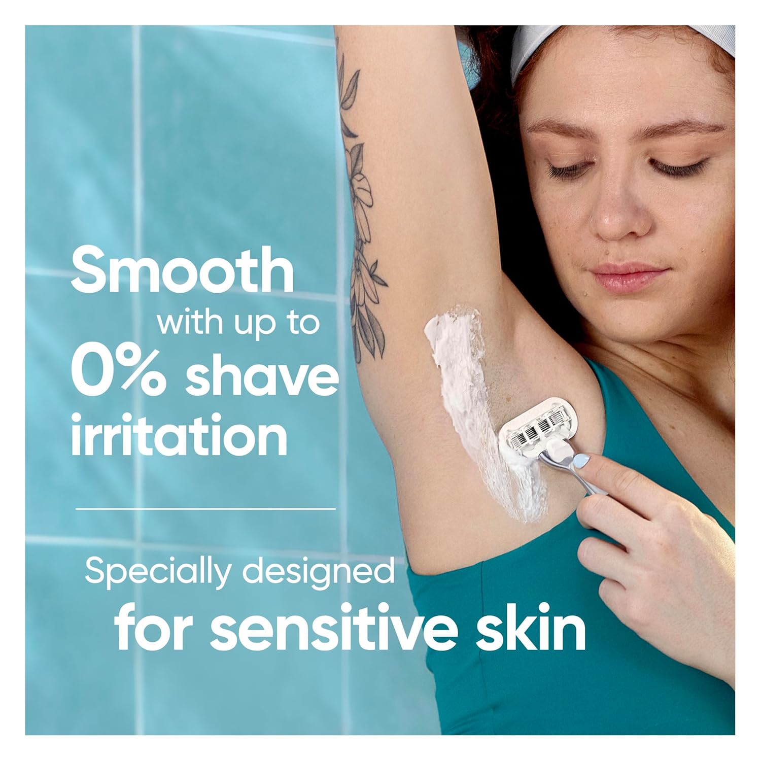 Gillette Venus Extra Smooth Sensitive Razor for Women, Includes 1 Reusable Razor Handle + 2 Refills, for Sensitive Skin with Metal Handle and Shower Holder