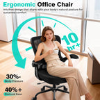 Office Chair - Ergonomic Breathable Mesh Desk Chair With Adjustable Lumbar Support And Flip-Up Armrests - Executive High Back Rolling Swivel Comfortable Computer Gaming Chair For Home Office