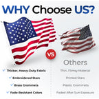 American Flag For Outside 3X5 Heavy Duty, Embroidered Stars, Sewn Stripes | Made In Usa, Uv Protection, Reinforced Material, Brass Grommets, Weather Resistant Us Flag For Outdoor Home, Patio