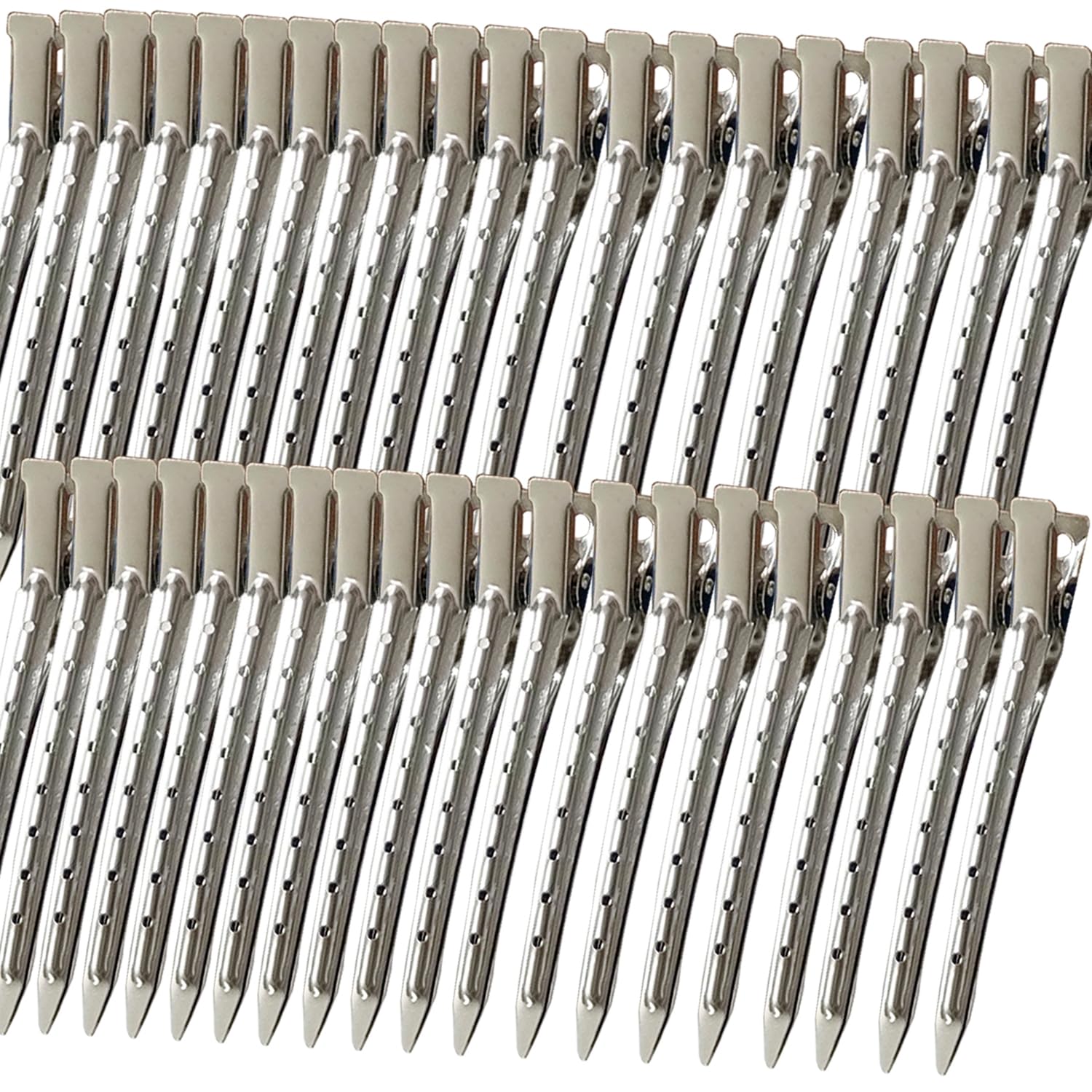 40 Pcs 3.5 Inch Duck Billed Clips,Metal Alligator Curl Hair Clips With Holes For Styling, Coloring, Thick Hair Rollers, Salon Use,Alligator Clips For Women For Thick Hair & Thin Hair,Silver
