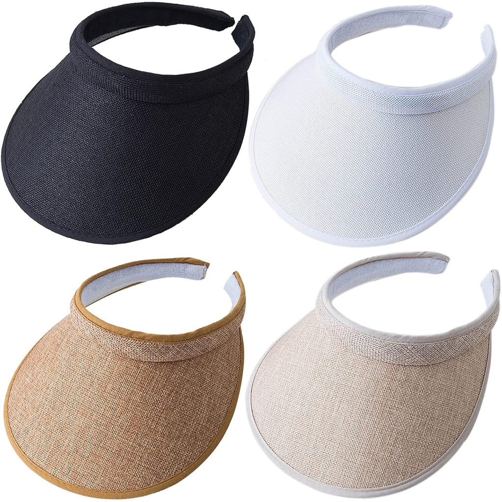 MULIMU 4-Pack Women Wide Brim Sun Visor UV Protection UPF50+ Hat Golf Visor with Clip