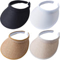 MULIMU 4-Pack Women Wide Brim Sun Visor UV Protection UPF50+ Hat Golf Visor with Clip