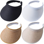 MULIMU 4-Pack Women Wide Brim Sun Visor UV Protection UPF50+ Hat Golf Visor with Clip