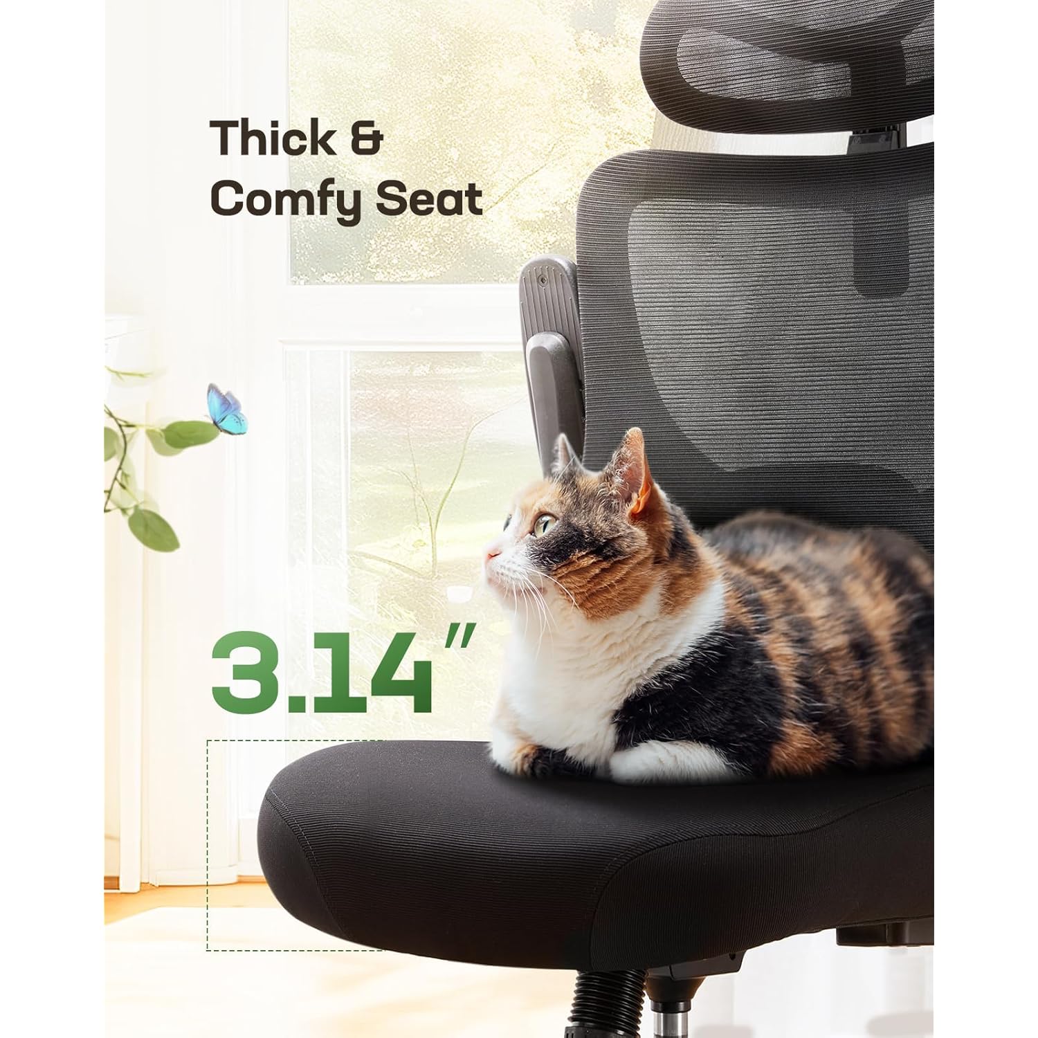 Marsail Ergonomic Office Chair: Office Desk Chair with High Back Mesh and Adjustable Lumbar Support Rolling Work Swivel Task Chairs with Wheel 3D Armrests and Headrest
