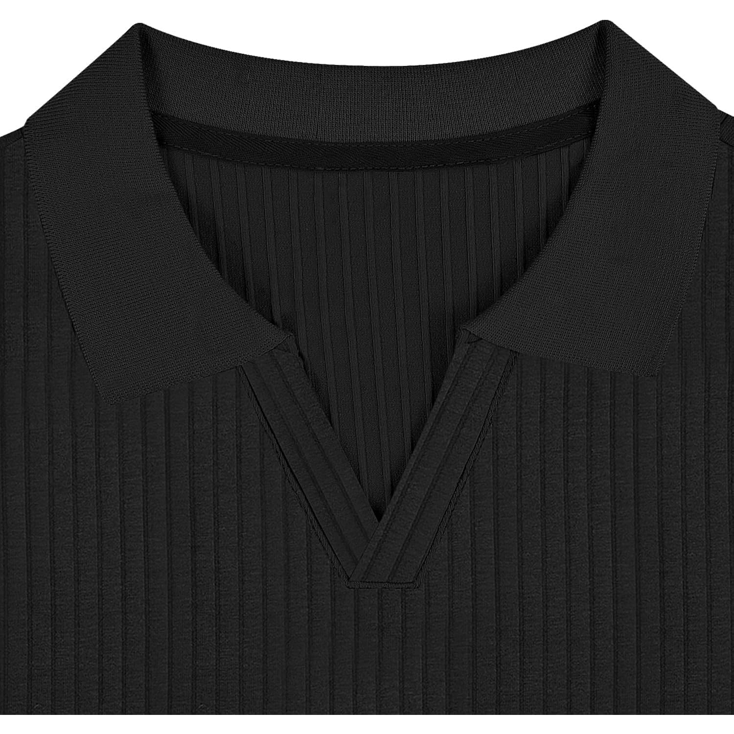Men'S Muscle V Neck Polo Shirts Slim Fit Short Long Sleeve Cotton Golf T-Shirts Ribbed Knit Soft Tees