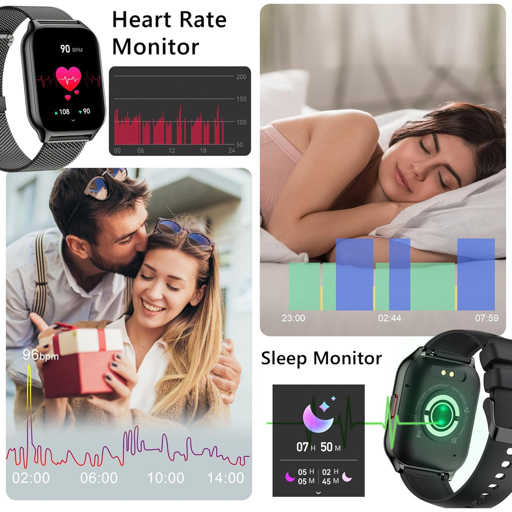 Smart Watch 45mm for Women Men(Dial/Answer Calls), 2.0" Fitness Tracker Watch with Heart Rate/Blood Pressure/Blood Oxygen Monitor for Android iOS