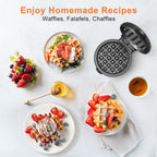Crownful Mini Waffle Maker, 4" Chaffle Maker With Compact Design, Easy To Clean, Non-Stick Surface, Recipe Guide Included, Perfect For Breakfast, Dessert, Sandwich, Or Other Snacks