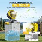 Portable Misting Fan With 6.6 Gallon Bucket, 30000Mah Rechargeable Battery Powered Floor Cooling Fan With 4 Strong Winds & 4 Spray Mister, Outdoor Oscillation Fans For Camping/Patios/Beach/Worksite