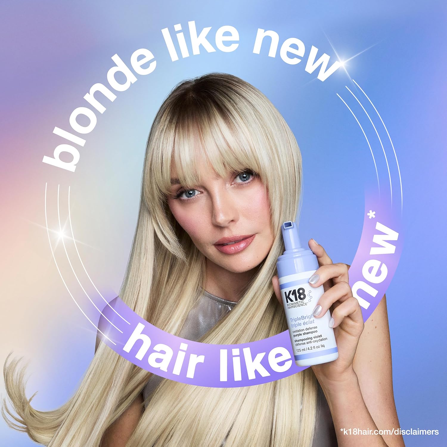 K18 TripleBright Oxidation Defense Purple Shampoo - Non-Staining Blonde Shampoo for All Highlighted + Lifted Hair Tones - Removes + Helps Prevent Brass for Brighter, Longer-Lasting Blonde (4.2 Fl oz)