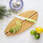 Totally Bamboo Lil Surfer Small Surfboard Cutting Board And Charcuterie Board, Bamboo Serving Platter With Wall Hang Tie, 14.5" X 6"