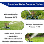Hourleey Impact Pulsating Sprinklers For Yard - Heavy Duty Lawn Sprinkler With Metal Base, Adjustable Rotating 360 Degree For Large Area Garden, Coverage Up To 5,800 Sq. Ft