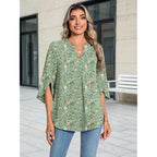 Womens Summer 3/4 Length Sleeve Tunic Tops Plus Size V-Neck Blouses for Women Dressy Casual