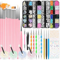 YOOVR Nail Art Kit, Nail Art Tools, Nail Design Tools, Nail Art Brushes Decoration Kit, Nail Dotting Tool, Nail Kit for Beginners, Chrome Nail Powder, Nail Stickers, Nail Rhinestones, Nail Charms Gems