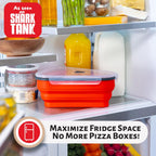 The Perfect Pizza Pack™ - Reusable Pizza Storage Container With 5 Microwavable Serving Trays - Bpa-Free Adjustable Pizza Slice Container To Organize & Save Space, Red