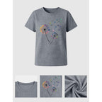 Anbech Womens Dandelion Graphic T-Shirts Teen Girls Cute Sunflower Print Casual Tee Tops Grey