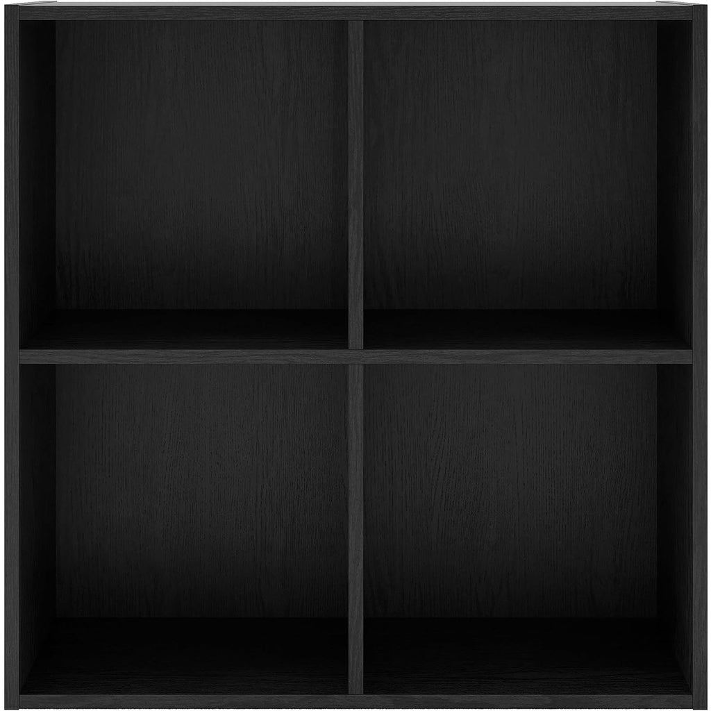 Homes: Inside + Out Apexa 4-Cube Storage Organizer Shelves, Stackable Wood Bookcase Fits Cubby Bins For Organization, Dorm Teen Room Decor & Home Office, Black