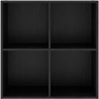 Homes: Inside + Out Apexa 4-Cube Storage Organizer Shelves, Stackable Wood Bookcase Fits Cubby Bins For Organization, Dorm Teen Room Decor & Home Office, Black
