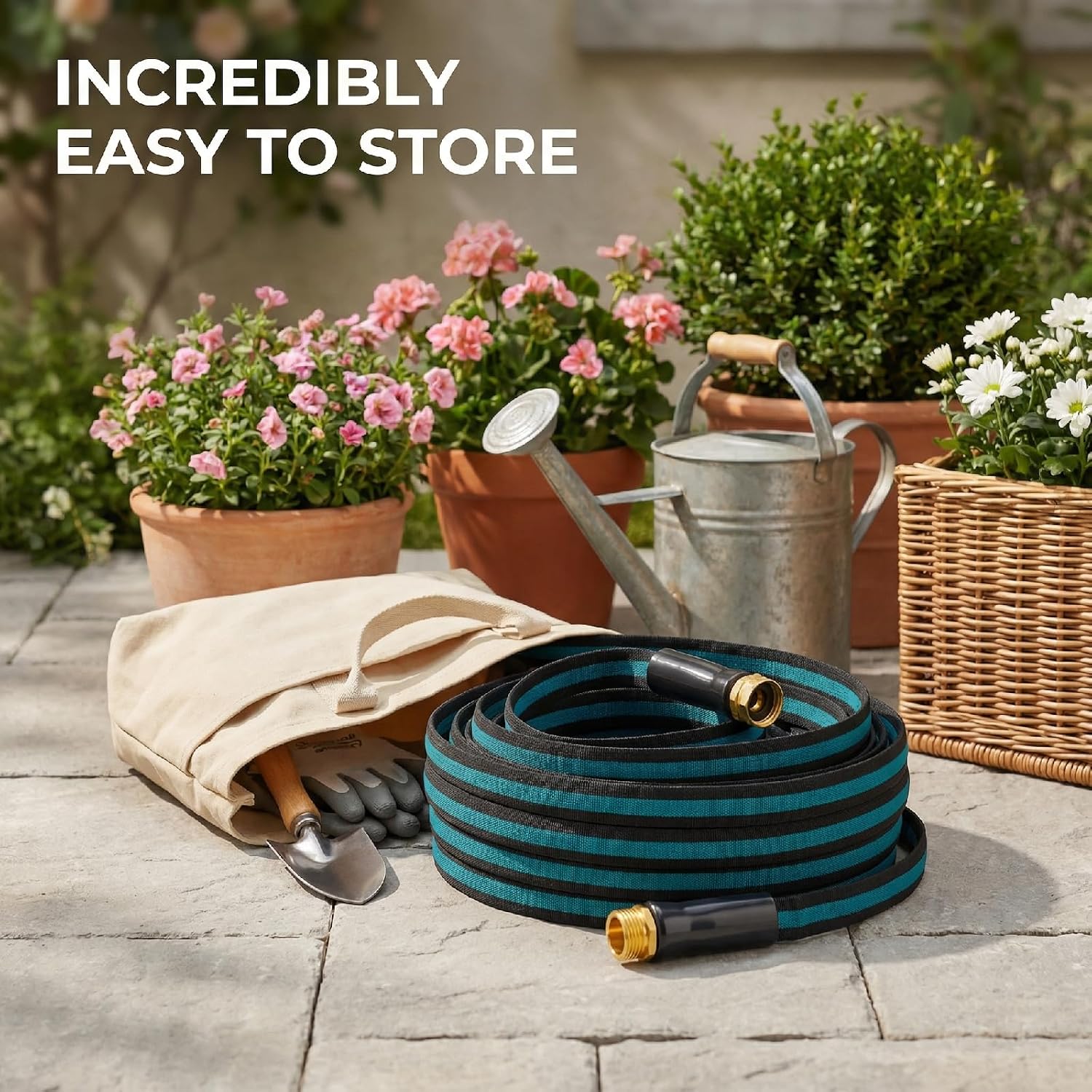 50Ft Lightweight Garden Hose – Kink-Resistant, Flexible, High-Pressure Hose For Outdoor Watering, Lawn Care, Garden, And Car Cleaning