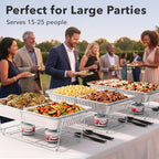 Sterno Disposable Chafing Dish Buffet Set, 6-Hour Food Warmers for Parties, Catering Supplies, Complete Buffet Set, Warming Trays (30pcs)