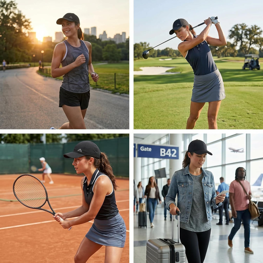 UV 50 Baseball Cap for Men and Women Quick Dry,Lightweight,Sport Baseball Hat for Golf Running Black